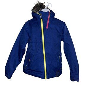 Firefly Jan Purple Winter Coat Girls M Lined Insulated Pockets Faux Fur Hoodie